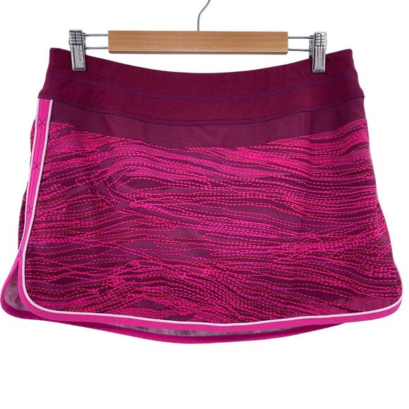 Athleta women's tennis workout skirt size 10 pink purple Athleisure Lined - Picture 1 of 10